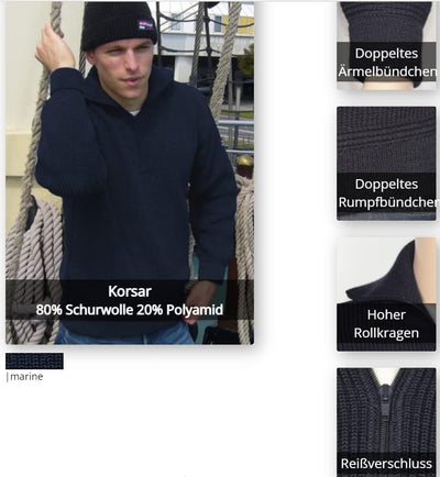 Leuchtfeuer Strickwaren Troyer-Jacke Korsar Marine Strickjacke Made in Germany (42, Marine)