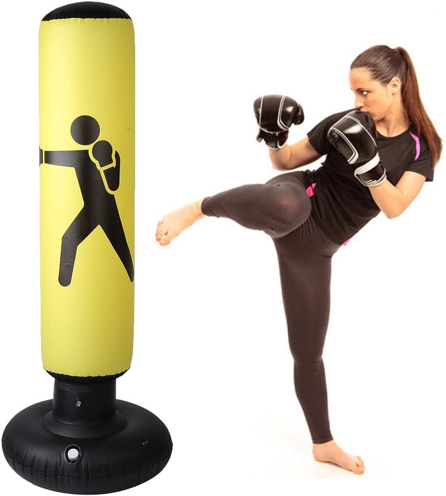 Boxsack, stehend, aufblasbar, Trainingsgerät für MMA, Kick Training gelb, gelb