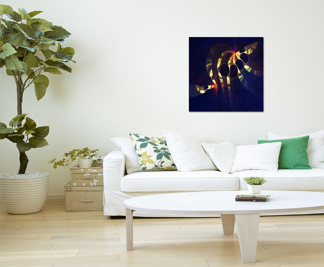 Paul Sinus Art Tunnelblicke - Abstrakt354_60x60cm Bild auf Leinwand blau gelb rot Abstraktes Motiv q