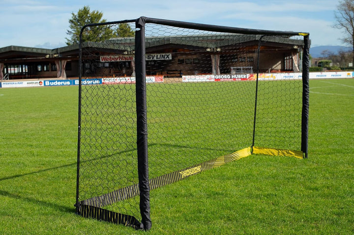 Fussballtor aus Stahl - Verschiedene Grösse - Schwarz - Bodenverankerung und Transporttasche inkl. 1