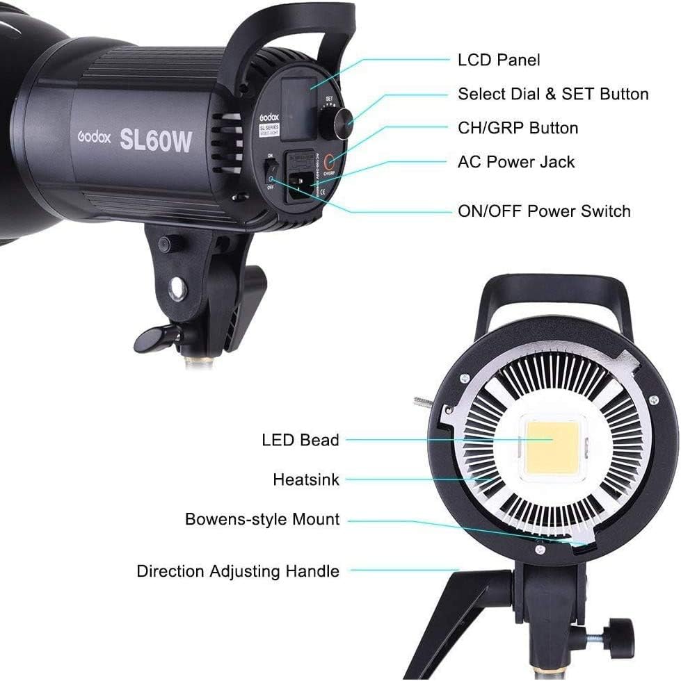 Godox SL-60W SL60W 60W 5600K Weiss LED Videoleuchte mit Deutsches Bedienungsanleitung für Videoaufze