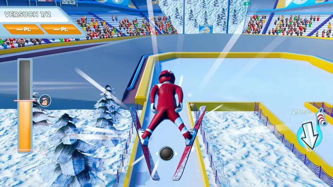Winter Sports Games - Skispringen, Alpin, Bobfahren, Rennrodeln, Curling, Slamom für Switch