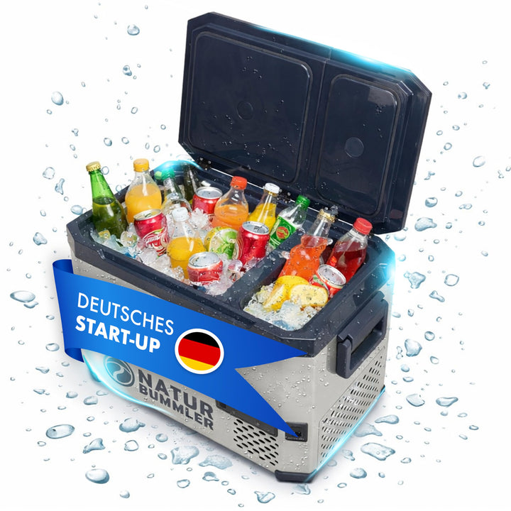 NATURBUMMLER Kompressor Kühlbox mit Vakuum-Isolierung [VAC-CORE] Reisekühlschrank 12V 230V mit Dual-
