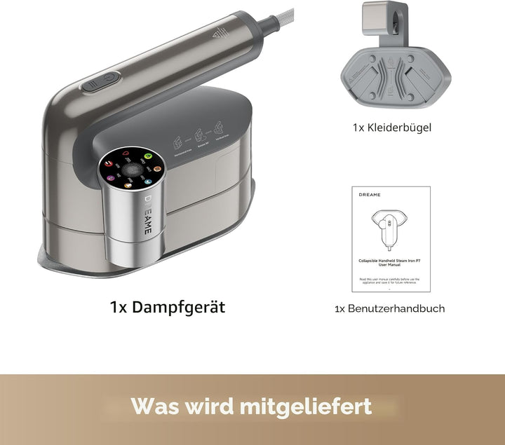 DREAME P7 Vertikaler Dampfbügeleisen, tragbares Bügeleisen, um 90 ° drehbares Dampfpanel, geeignet f