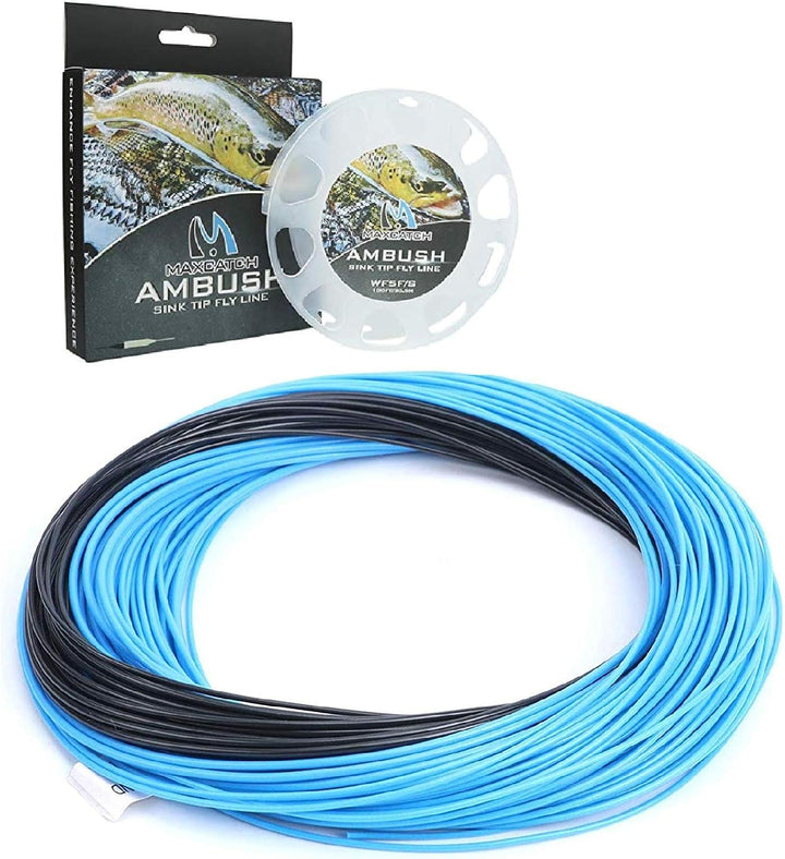 Maximumcatch Sinken-Spitze Fliegenschnur für Fliegenfischen, 3ips, 4/5/6/7/8 F/S Blau/Schwarz WF-8F/