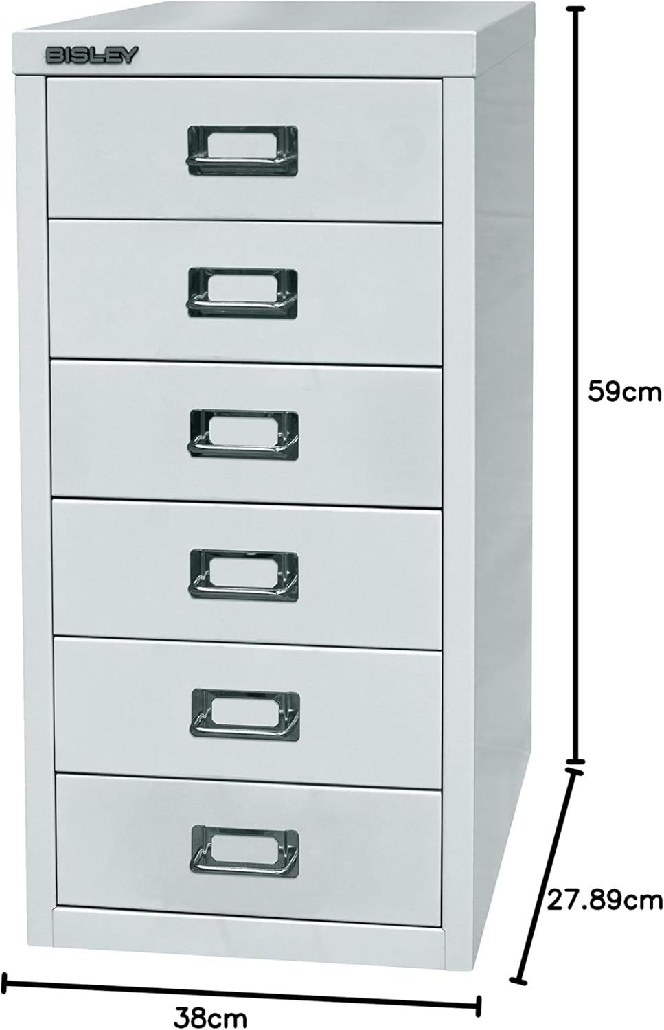 BISLEY MultiDrawer, 29er Serie, DIN A4, 6 Schubladen, Metall, 645 Lichtgrau, 38 x 27.9 x 59 cm, 645