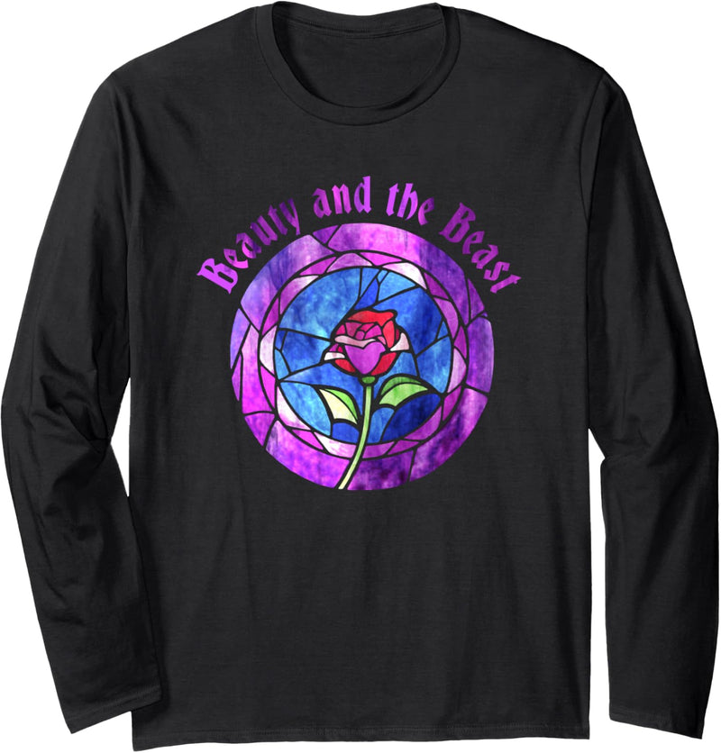 Disney Beauty & The Beast Glass Rose Logo Langarmshirt