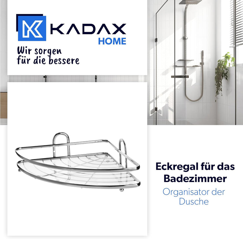 KADAX Eckablage, Wandeckregal aus chromstahl, Badezimmer Eckregal, Duschkorb, Duschablage, Duschrega