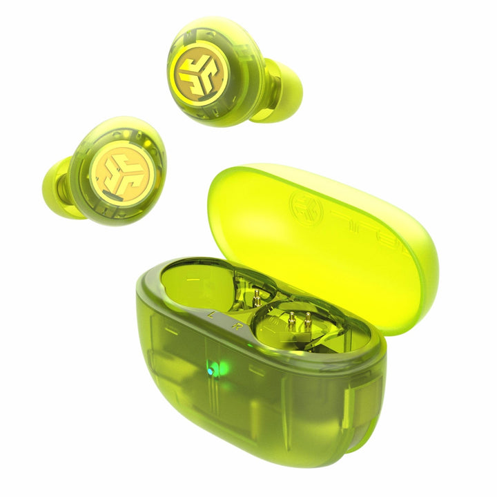 JLab Go Pop ANC In Ear Kopfhörer - Bluetooth, Transparentes Neongrün | Active Noise Cancelling, 24+