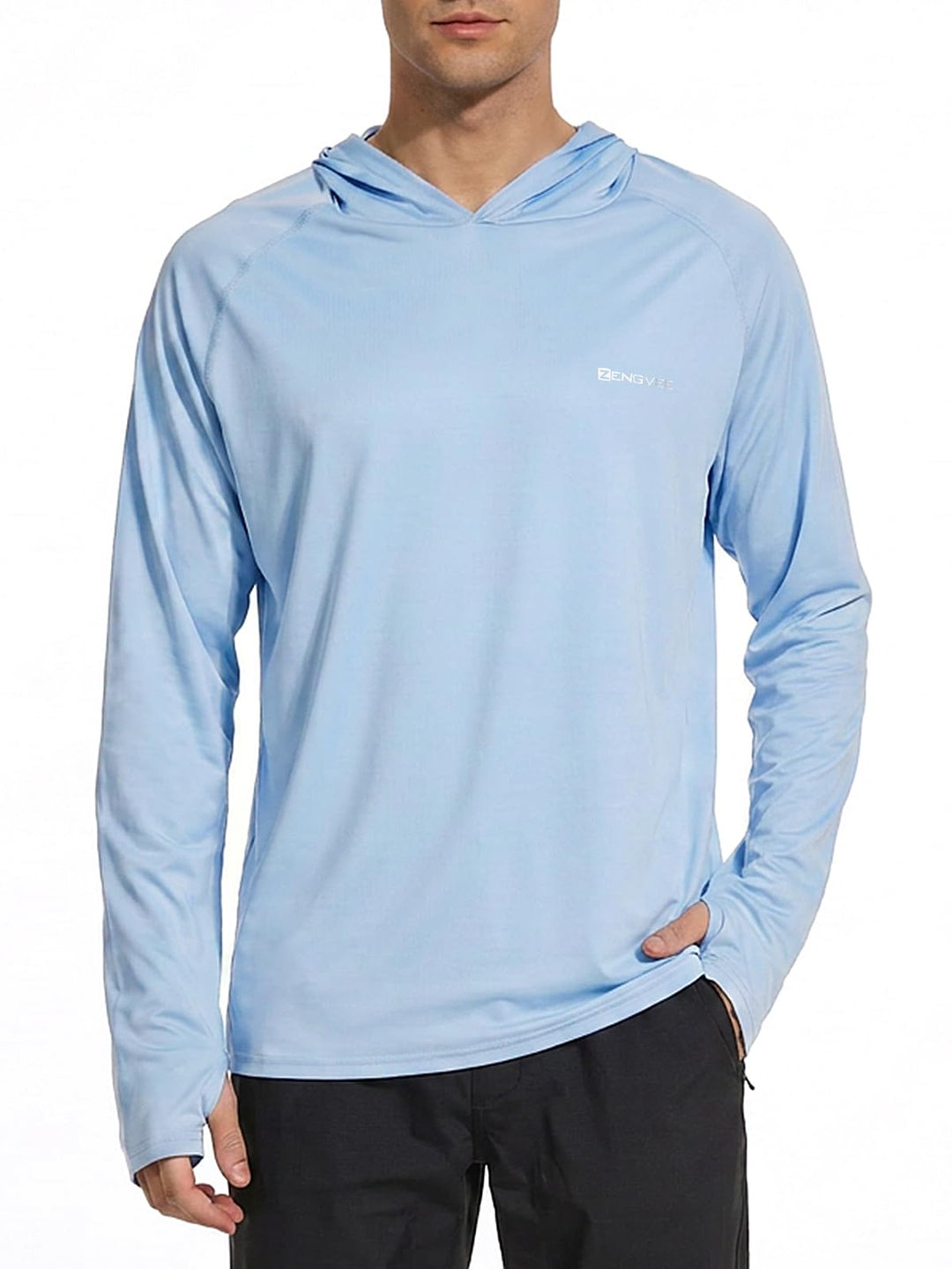 Herren Langarm Rashguard Kapuzenpullover UPF50+ Shirt Rashguard Angelbekleidung UV Sonnenschutz Surf