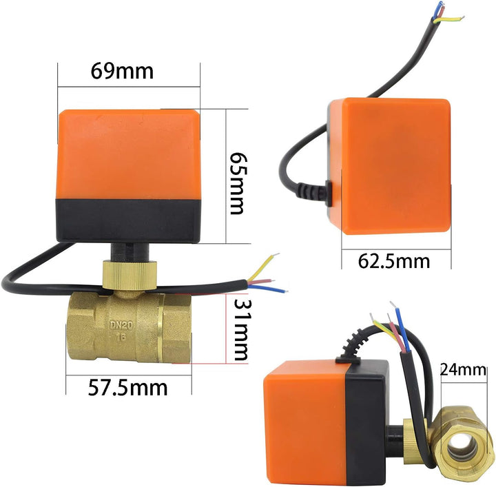 Motorisiertes 2-Wege-Kugelventil, elektrisch, 220 V, Magnetventil, normalerweise offen, 1/2 3/4 1 1-