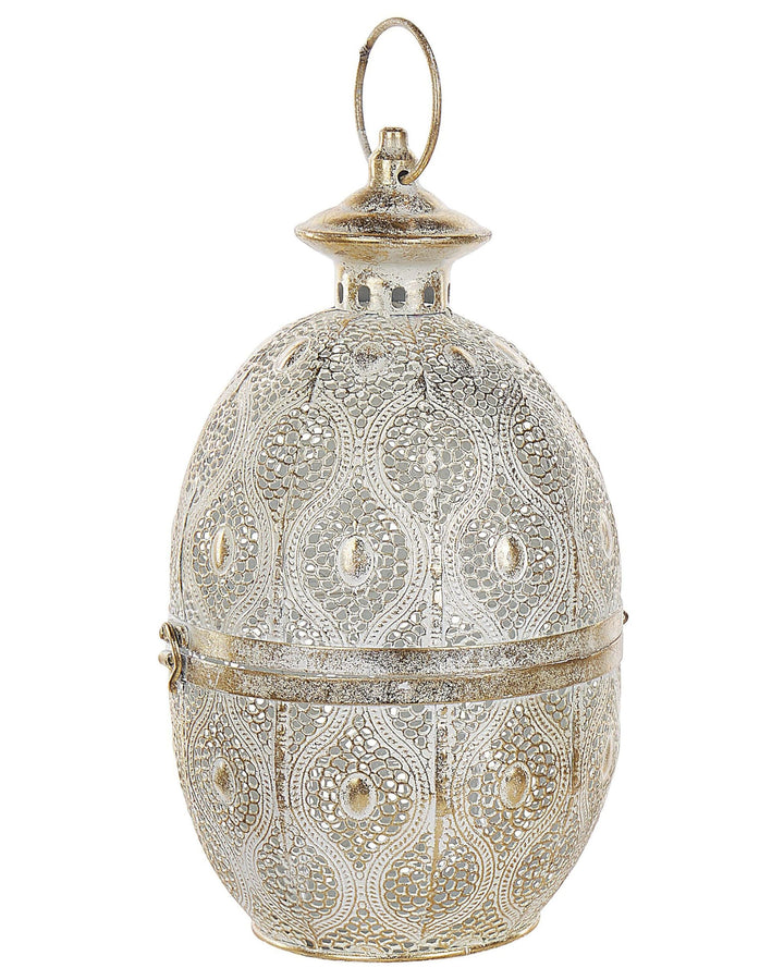 Dekorative Lanterne 34 cm gold aus Metall mit dekorativen Verzierungen Amorgos