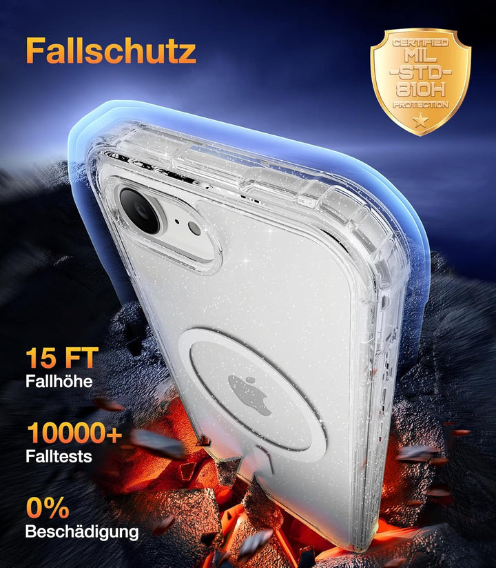 Diaclara für iPhone 17e Hülle & iPhone 16e Hülle mit MagSafe, Militärschutz 360 Grad Vollschutz mit