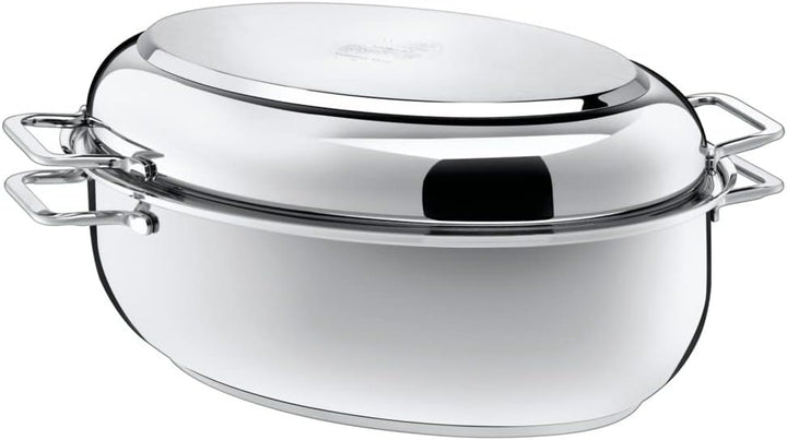 Silit Bräter mit Deckel backofengeeignet, 7,7l, Edelstahl Bräter Induktion, Induktionsdeckel, 38 x 2
