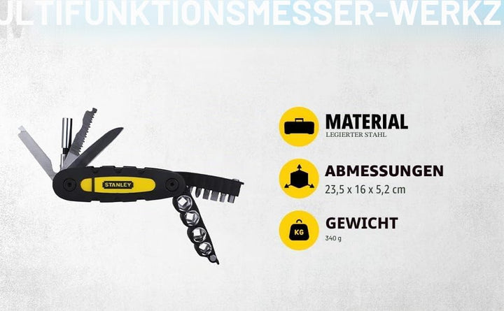 Stanley 14-in-1 Multifunktionswerkzeug (enthält Steckschlüssel, Bits, Messerklinge, Feile, Säge und