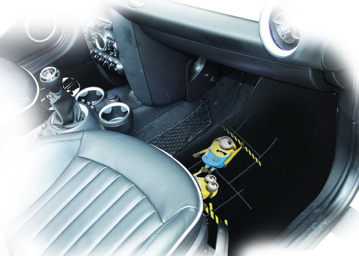 Minions Auto Fussmatten Set bestickt 4-teilig, Auto Teppich universal, Automatte rutschfest, Stoffma