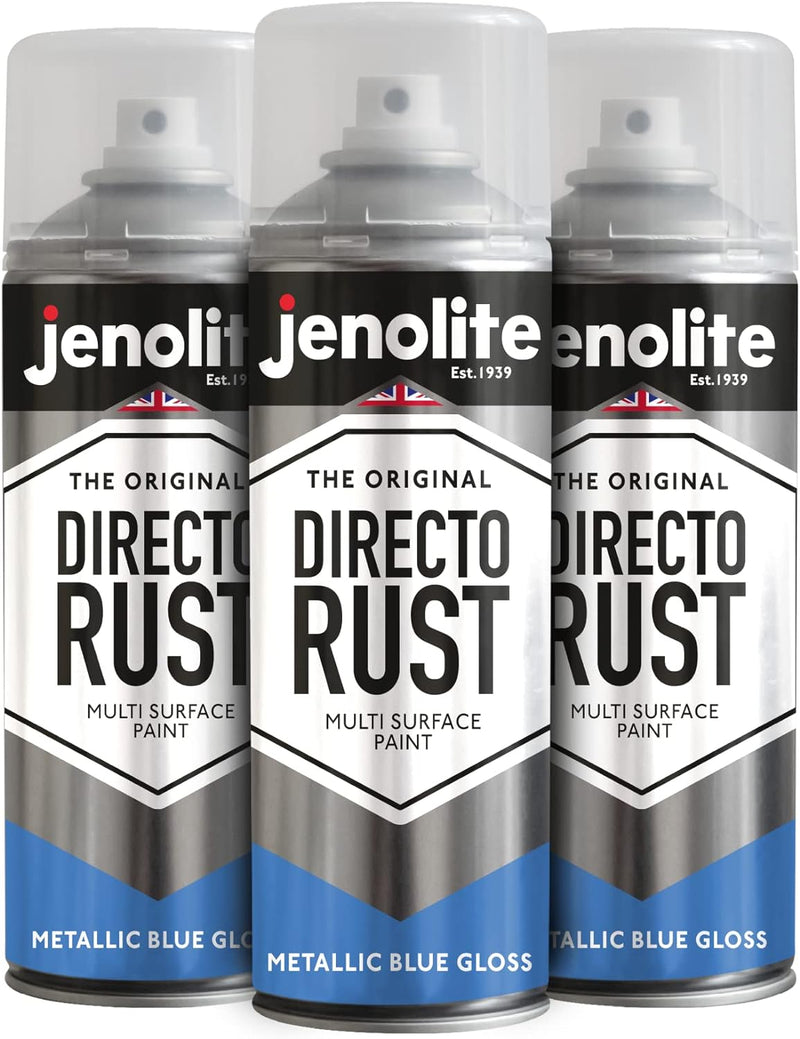 JENOLITE Directorust Metallic Blue Gloss Sprühfarbe, direkt auf Rost auftragen, Grundierung, Unterwo