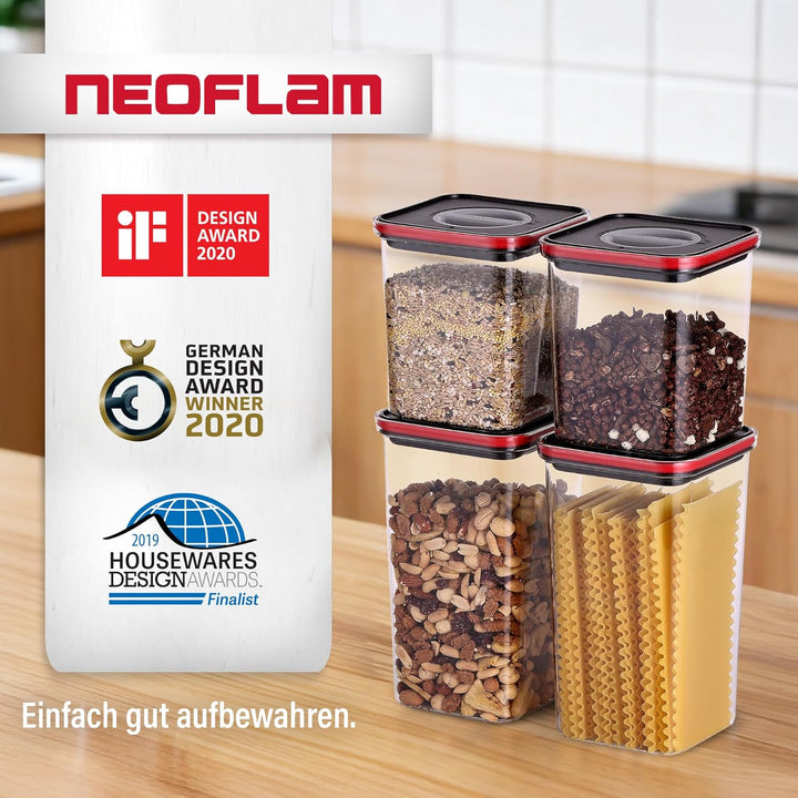 Neoflam® Vorratsdosen mit Deckel luftdicht & Einhanddrehverschluss | Vorratsdosen - BPA frei | Aufbe