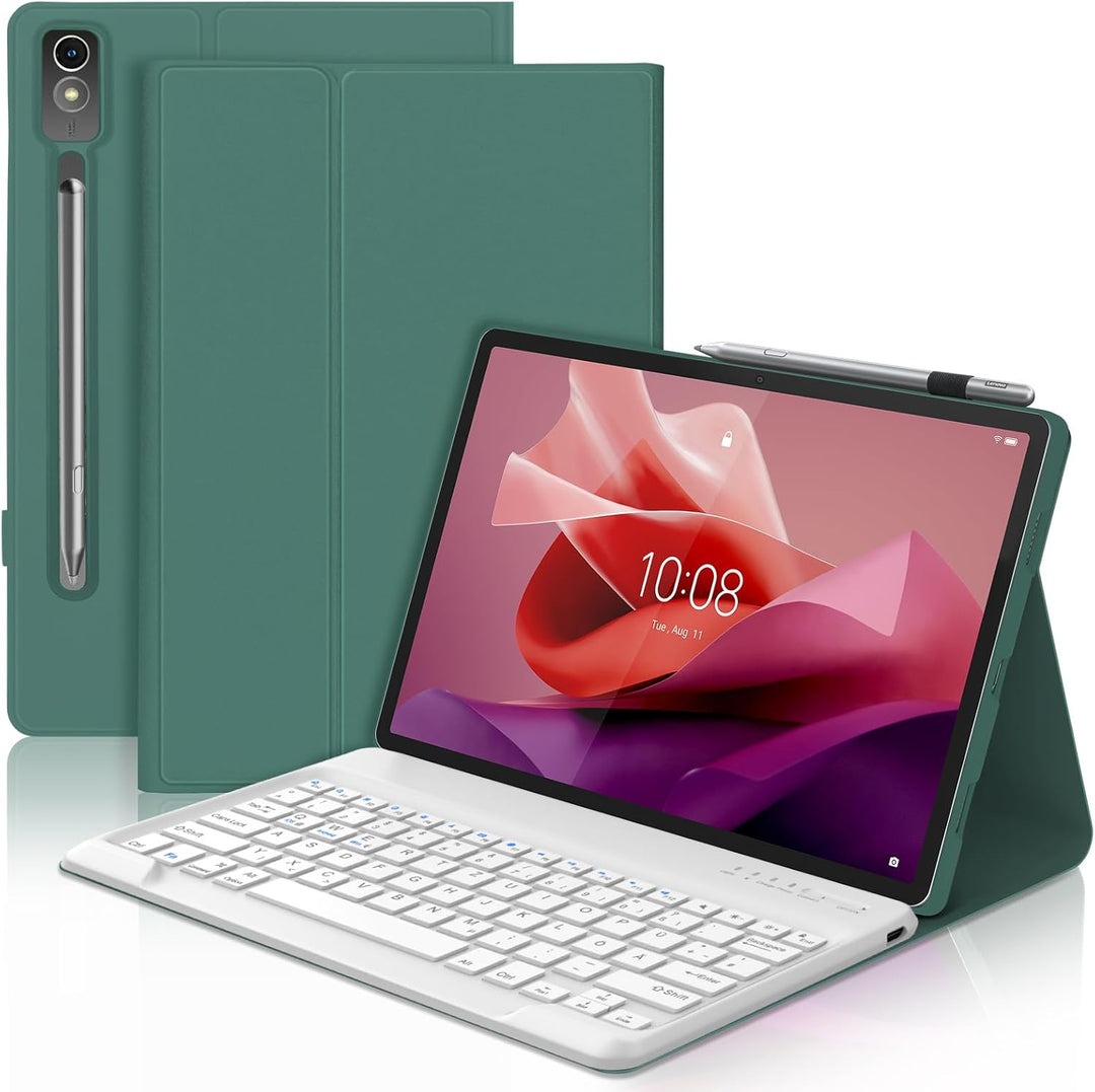 FOGARI Tastatur Hülle für Lenovo Tab P12 12.7" 2023, QWERTZ Layout, Hülle Tastatur mit Magnetisch Ab
