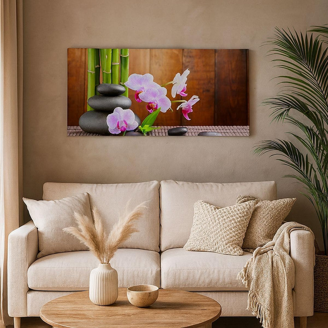 Wandbilder Dekoration Wohnzimmer Bambus Dekoration Blume Orchidee Panorama Bilder auf Leinwand 120x5