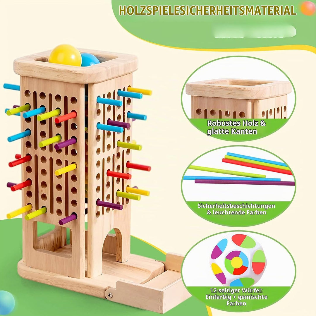 Montessori Brettspiel aus Holz für Kinder Spiel 40 Stück Bunte Holzstäbchen Würfelspiel Lernspielzeu