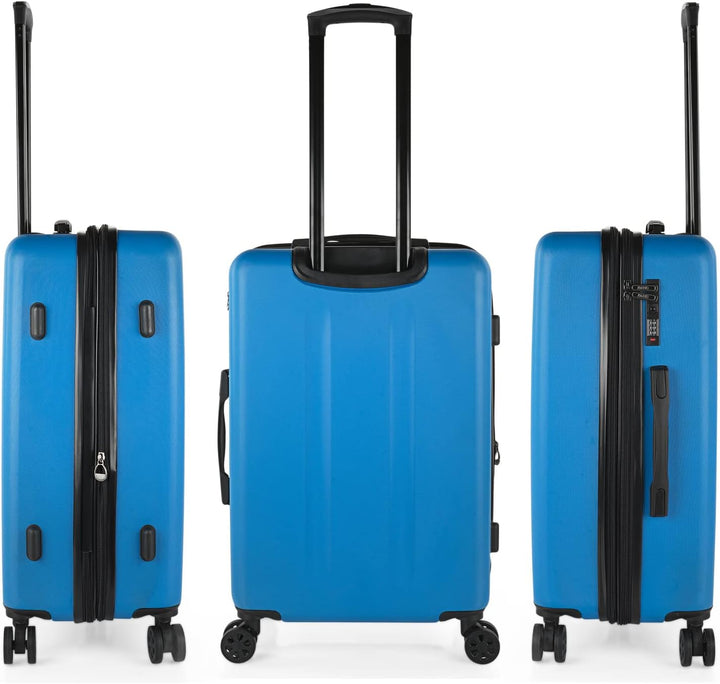 SKPAT Reisekoffer-Set, 4 Räder, Reisekoffer-Set, leicht, mit Zahlenschloss Elektrisches Blau M + L,