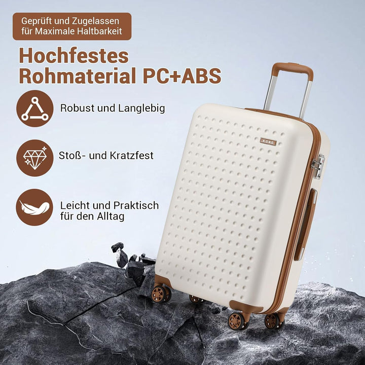 KONO Koffer Trolley Klein Hartschalenkoffer Reisekoffer von ABS Hartschalen Handgepäck mit 4 Spinner