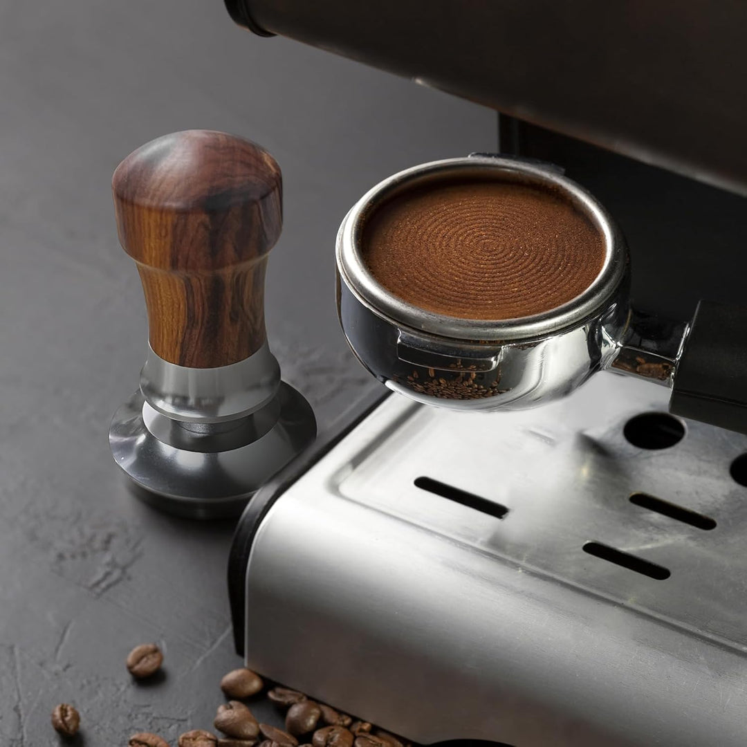 Coffee Tamper 54mm, Federbelastet Kaffee Tamper mit Edelstahl 304 Gewindeboden, Espresso Tamper für