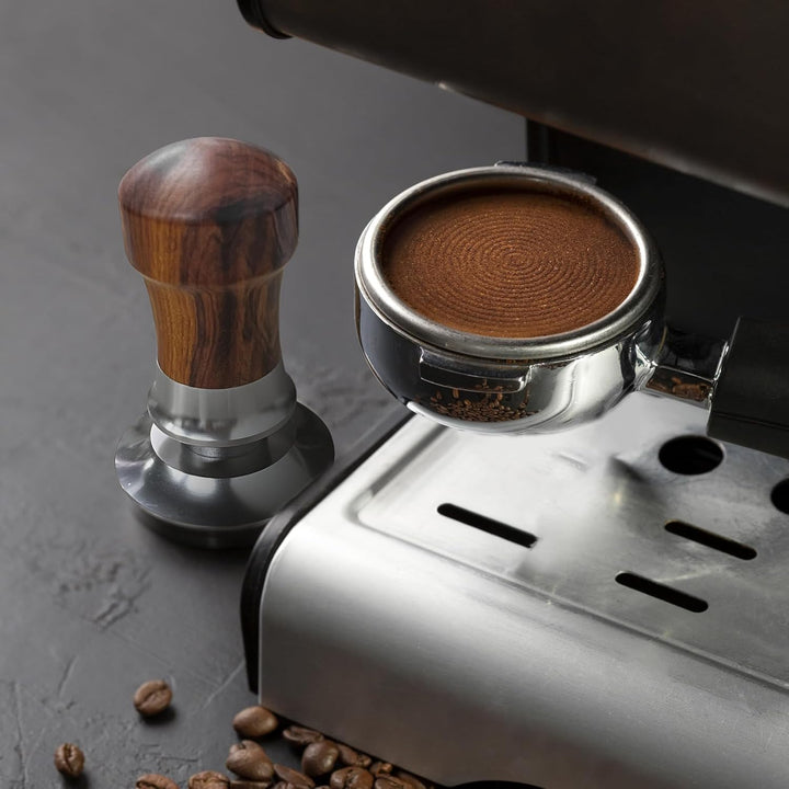 Coffee Tamper 54mm, Federbelastet Kaffee Tamper mit Edelstahl 304 Gewindeboden, Espresso Tamper für