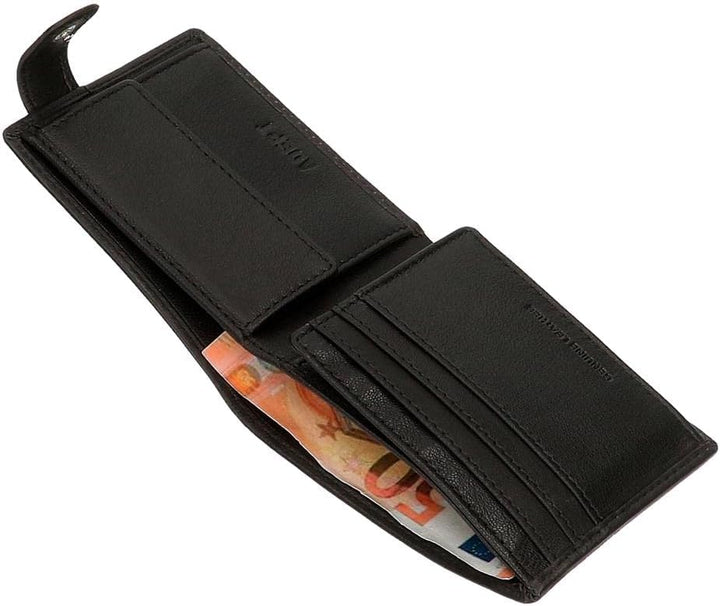 Adept Alan Horizontale Geldbörse mit Klickverschluss Schwarz 11 x 8,5 x 1 cm Leder, Schwarz , Querta