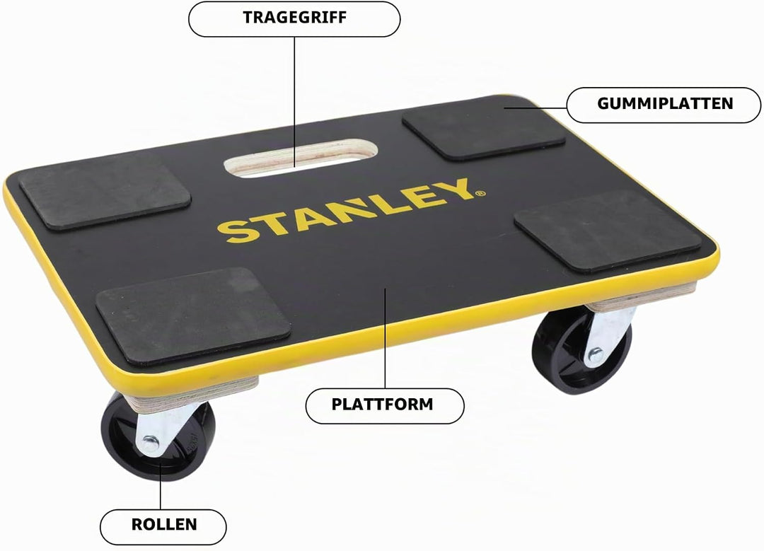 Stanley Möbelroller MS572 - Tragfähigkeit bis zu 200KG - Transporthilfe - 45 x 30 x 13,5 cm - Kunsts