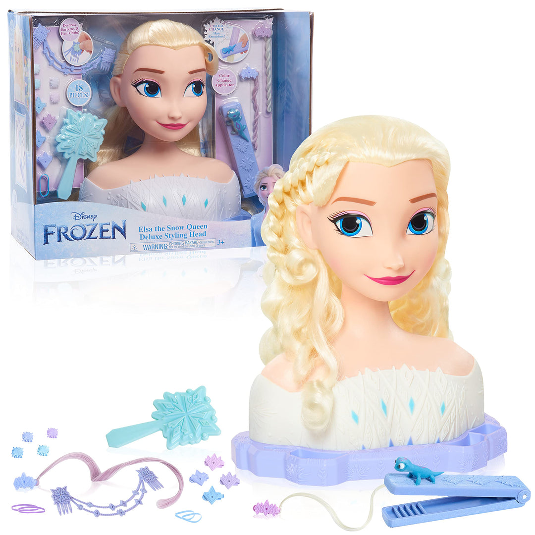 Just Play Disney Die Eiskönigin 2 Deluxe-Frisierkopf ELSA mit Zubehör, 17-teilig, Kinderspielzeug ab
