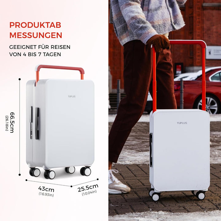TUPLUS Koffer Trolley ABS Reisekoffer mit 4 Rollen Handgepäck Hartschale Rollkoffer Mittelgross, Bal