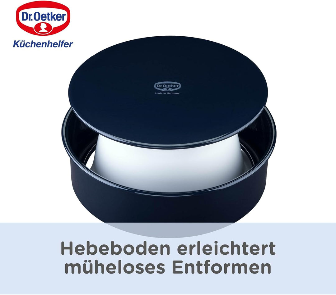 Dr. Oetker 2362 mit Hebeboden Ø 26 cm BACK-LIEBE EMAILLE, runde Backform mit schnitt- & kratzfester