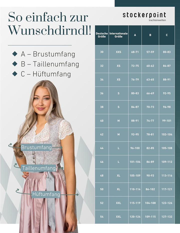 Stockerpoint Damen Dirndl Monroe Kleid für besondere Anlässe 42 Altrosa, 42 Altrosa