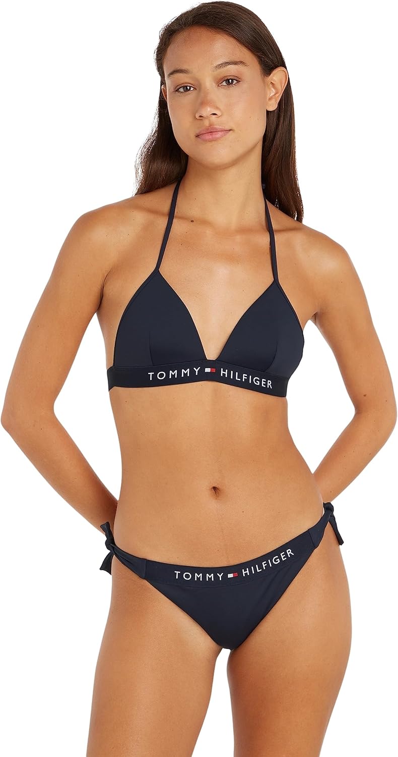 Tommy Hilfiger Damen Bikinihose Seitliche Schnürung Side Tie Cheeky Bikini Sport M Blau (Desert Sky)