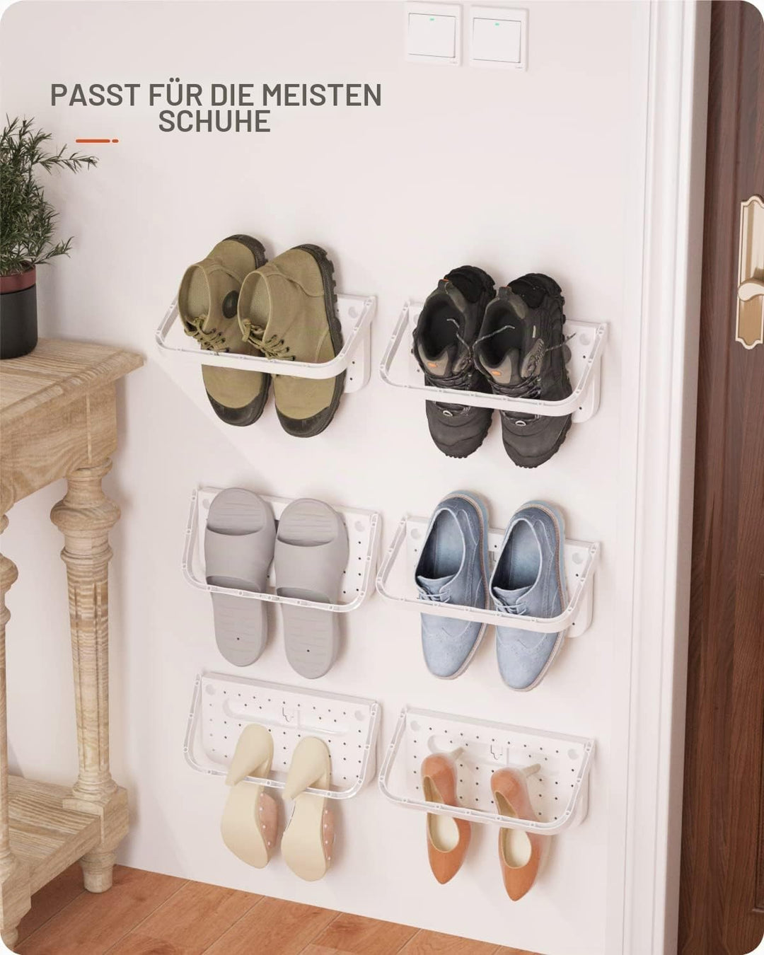 Baffect Schuhhalter faltbar Wand montiert 4 Stücke, Schuhregal Klappschuhregal Hängeregal für Schuhe