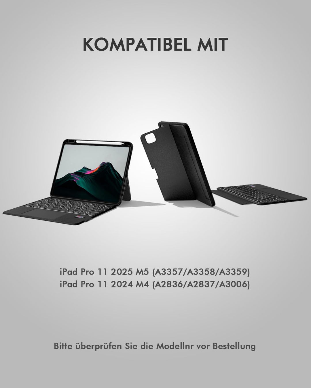 Doohoeek Tastatur Hülle mit LCD-Display für iPad Pro 11 Zoll 2025(M5)/2024(M4), Abnehmbare Bluetooth