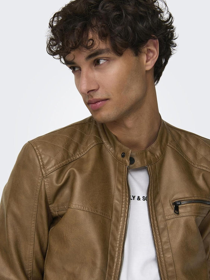ONLY & SONS Male Kunstlederjacke onsAL Kunstlederjacke, S Monks Robe
