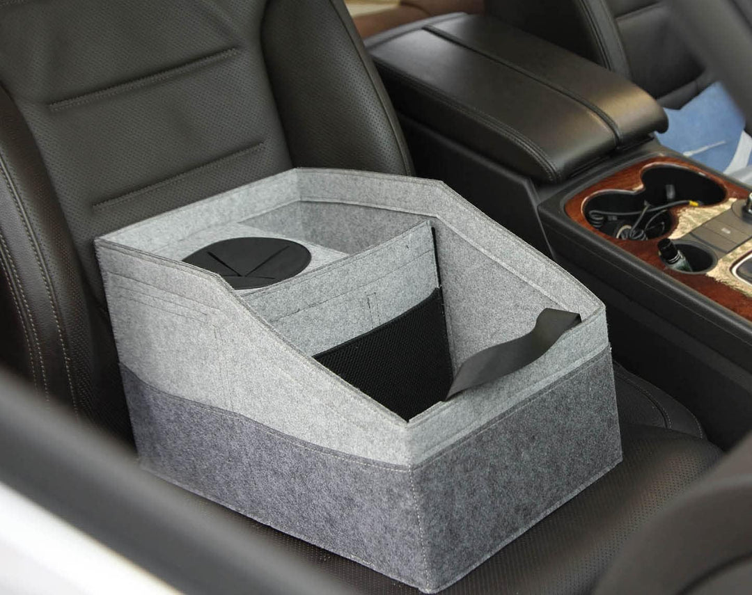 Lucky Sign Auto Mülleimer mit Deckel & Autositz Organizer Rücksitz 2 in 1, Faltbar Abfalltasche Trag