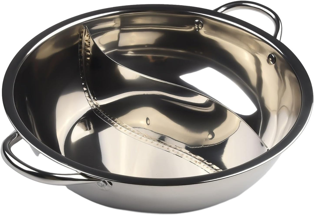 Shabu Topf, Doppelflavor 28 cm,hotpot hot Pot Topf Edelstahl,shabu shabu Topf Shabu Hot Pot mit Tren