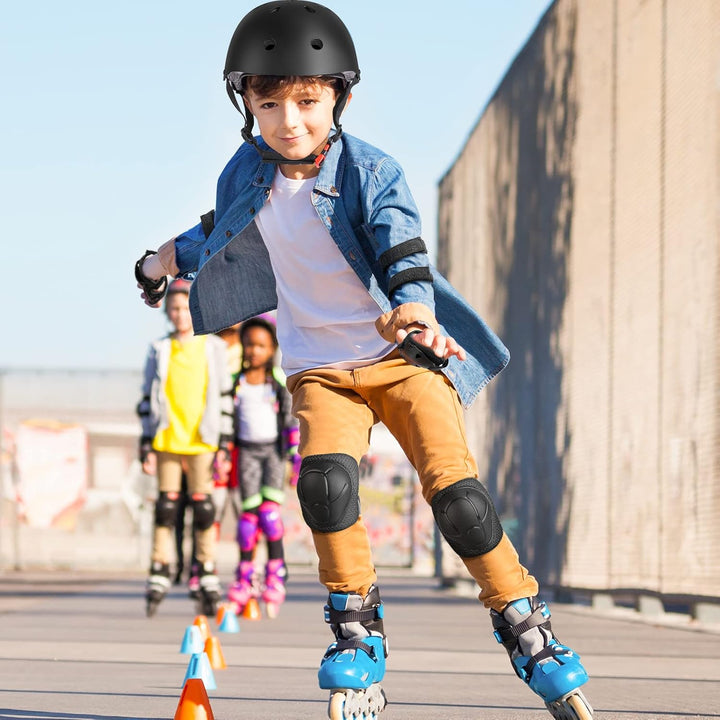 WayEee Knieschoner Kinder mit Helm, Schonerset Kinder 3-10 Jahre, Knieschützer Inliner Kinder Schutz