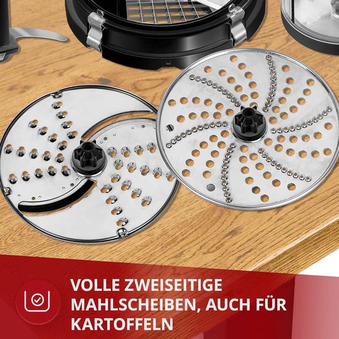 MPM - Komplette Küchenmaschine - Küchenmaschine mit Zubehör - Küchenroboter Schwarz - 800W, 800W