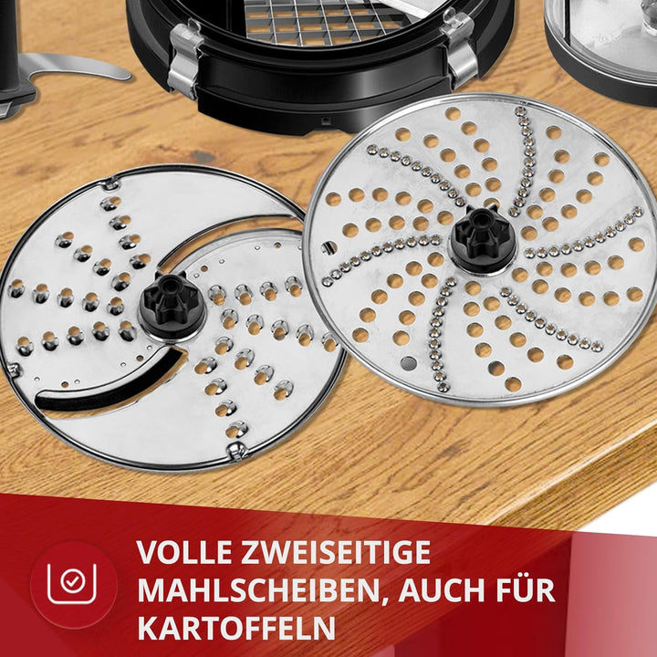 MPM - Komplette Küchenmaschine - Küchenmaschine mit Zubehör - Küchenroboter Schwarz - 800W, 800W