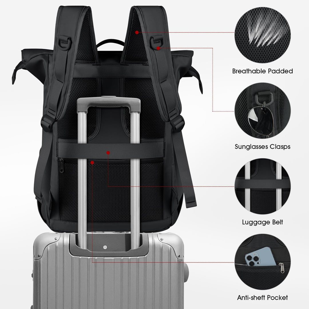 Lubardy Rolltop Rucksack Herren Damen Wasserdicht Rucksack Herren Laptop Rucksack 17,3 Zoll mit USB-