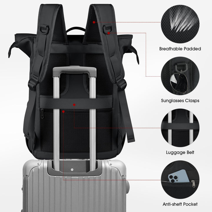 Lubardy Rolltop Rucksack Herren Damen Wasserdicht Rucksack Herren Laptop Rucksack 17,3 Zoll mit USB-