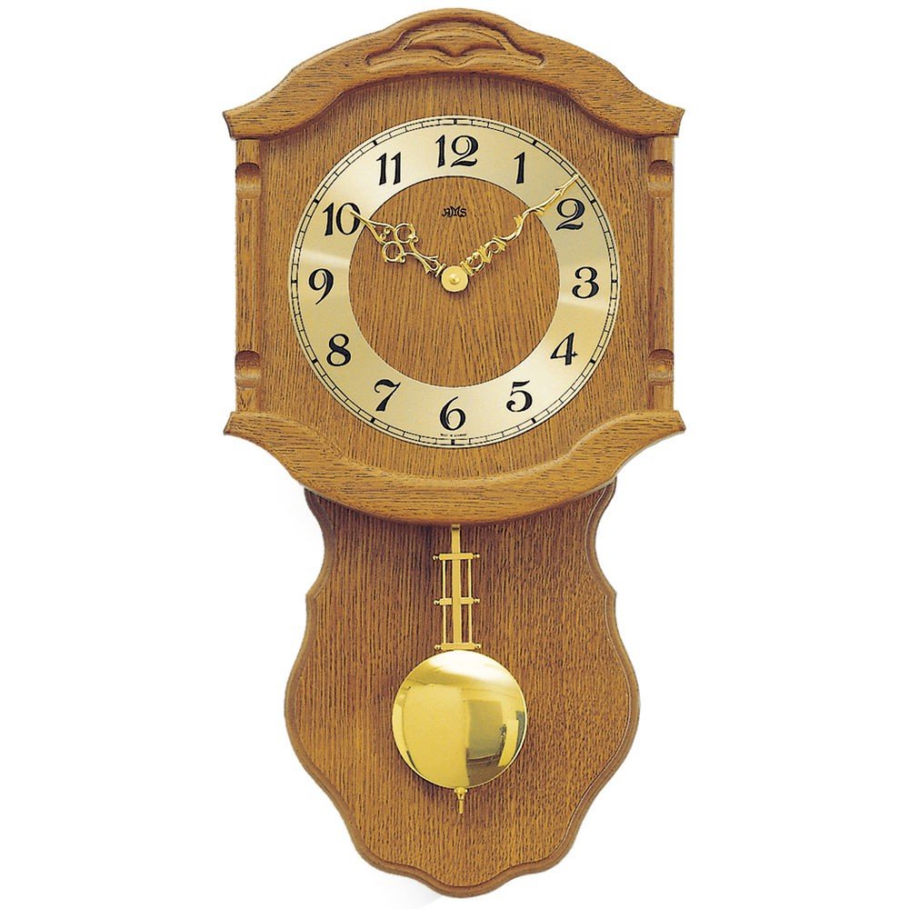 AMS Quarz-Pendeluhr, Holz, Mehrfarbig, 63 x 32 x 18 cm