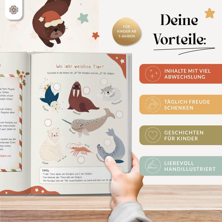 Lebenskompass® Adventskalender Buch für Kinder mit 24 Türchen - achtsames Adventsbuch zum Geniessen