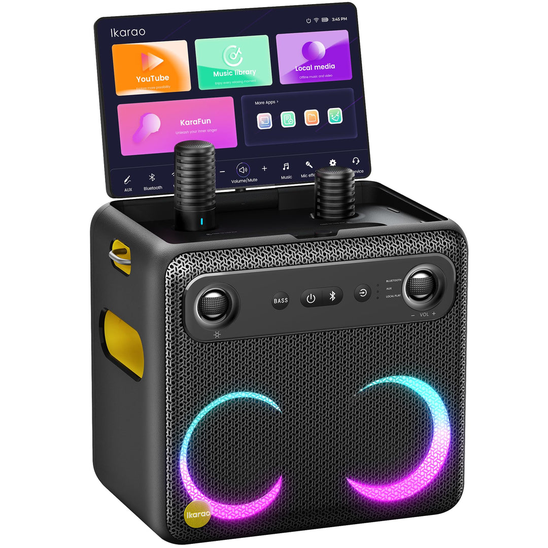 Karaoke-Maschine für Erwachsene – mit Songtextanzeige, 64 GB Karaoke-Tablet, 2 kabellose Mikrofone,