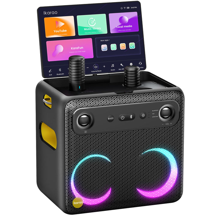 Karaoke-Maschine für Erwachsene – mit Songtextanzeige, 64 GB Karaoke-Tablet, 2 kabellose Mikrofone,